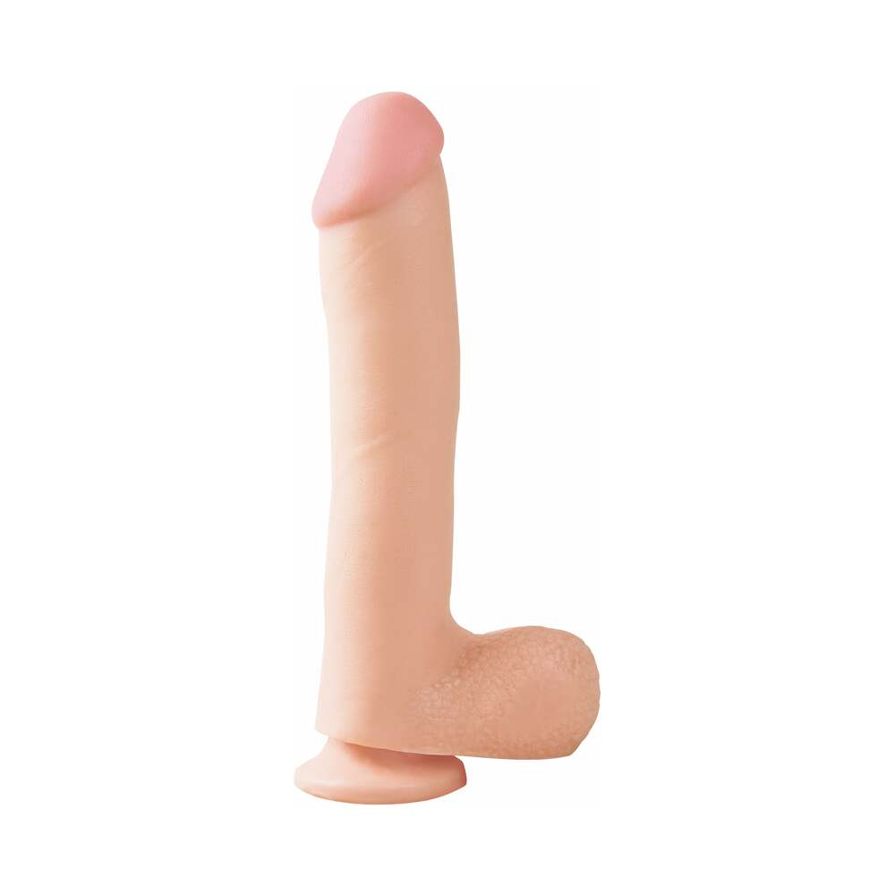 Pipedream Basix Rubber Works 10 in. Dong With Balls & Suction Cup Beige-1